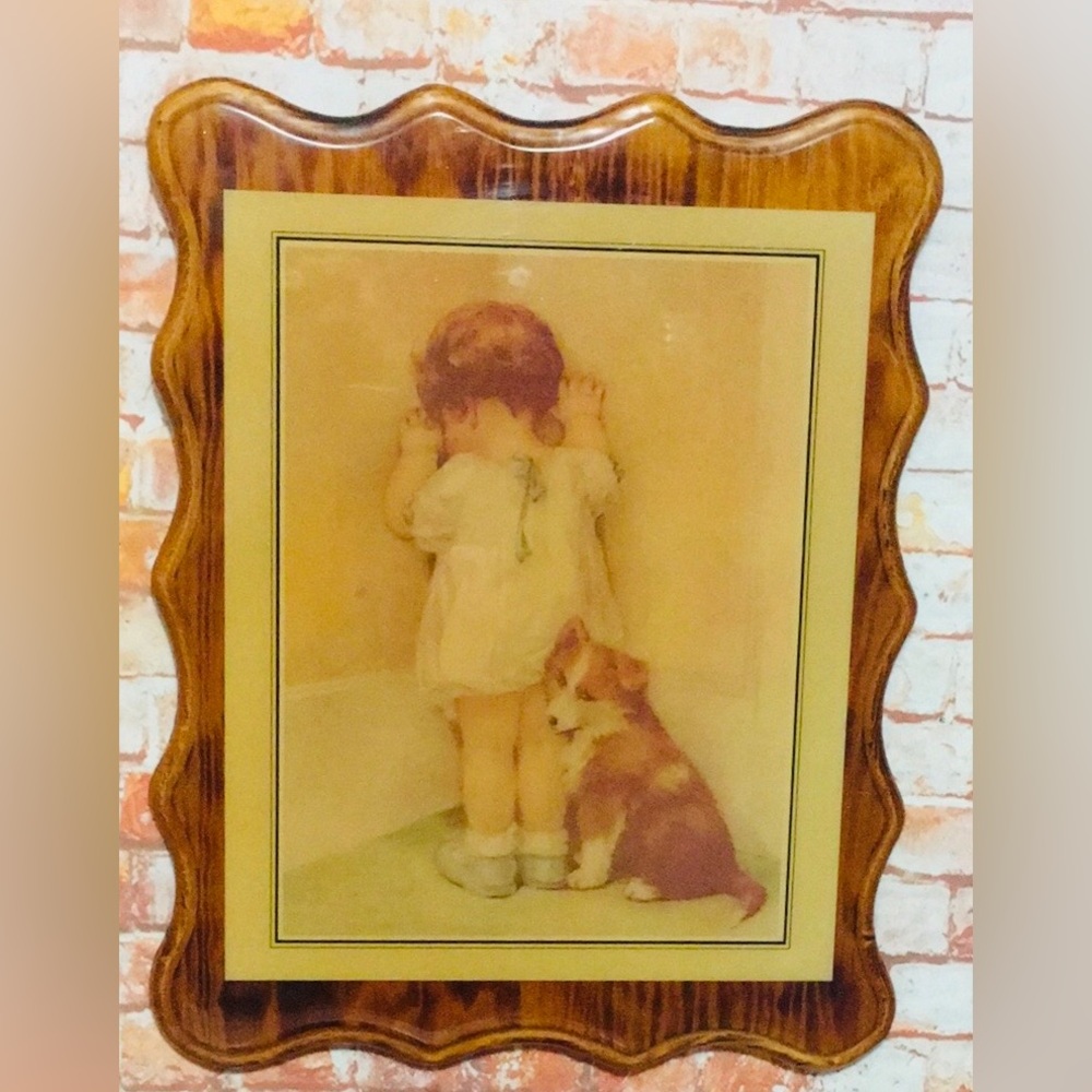Vintage 70s Lacquer Wood Art Print of "In Disgrace" by Bessie Peace Gussman